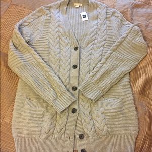 Gap Gray Cable Knit Cardigan